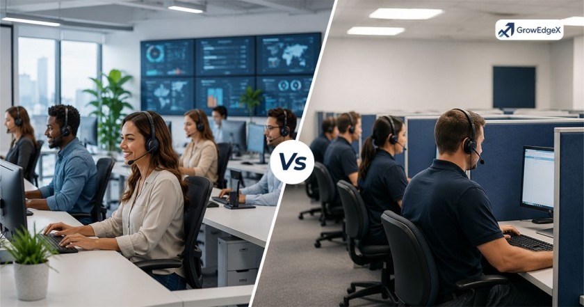 call center agents handling calls and Contact center agent handling multichannel customer support calls
