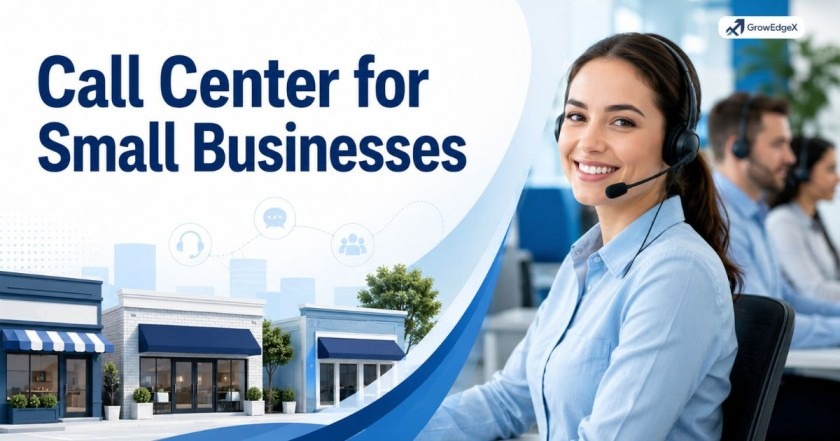GrowEdgeX call center team assisting small businesses with customer inquiries, call handling, and support services