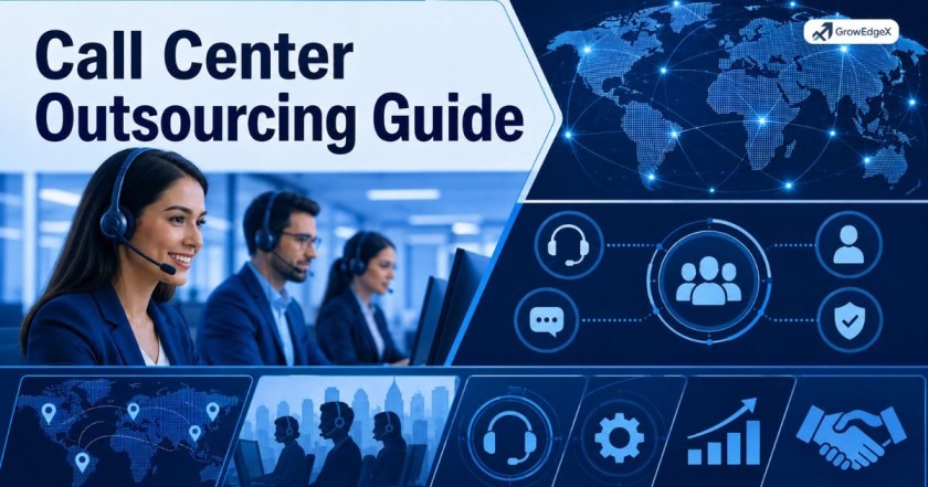 Call center outsourcing team providing customer support services, improving efficiency, reducing costs, and managing inbound and outbound communication
